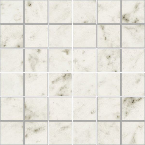 Carrara Blanco Polished 2x2 Marble Look Porcelain Mosaics 12x12