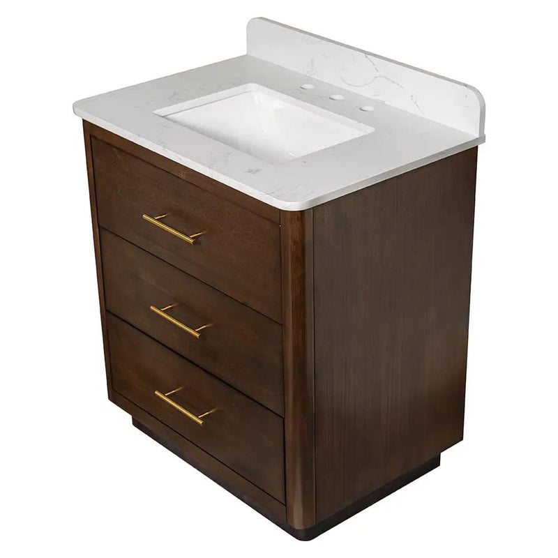 Carrara Contour Warm Walnut Bathroom Vanities 31x22 by Stonetiledepot