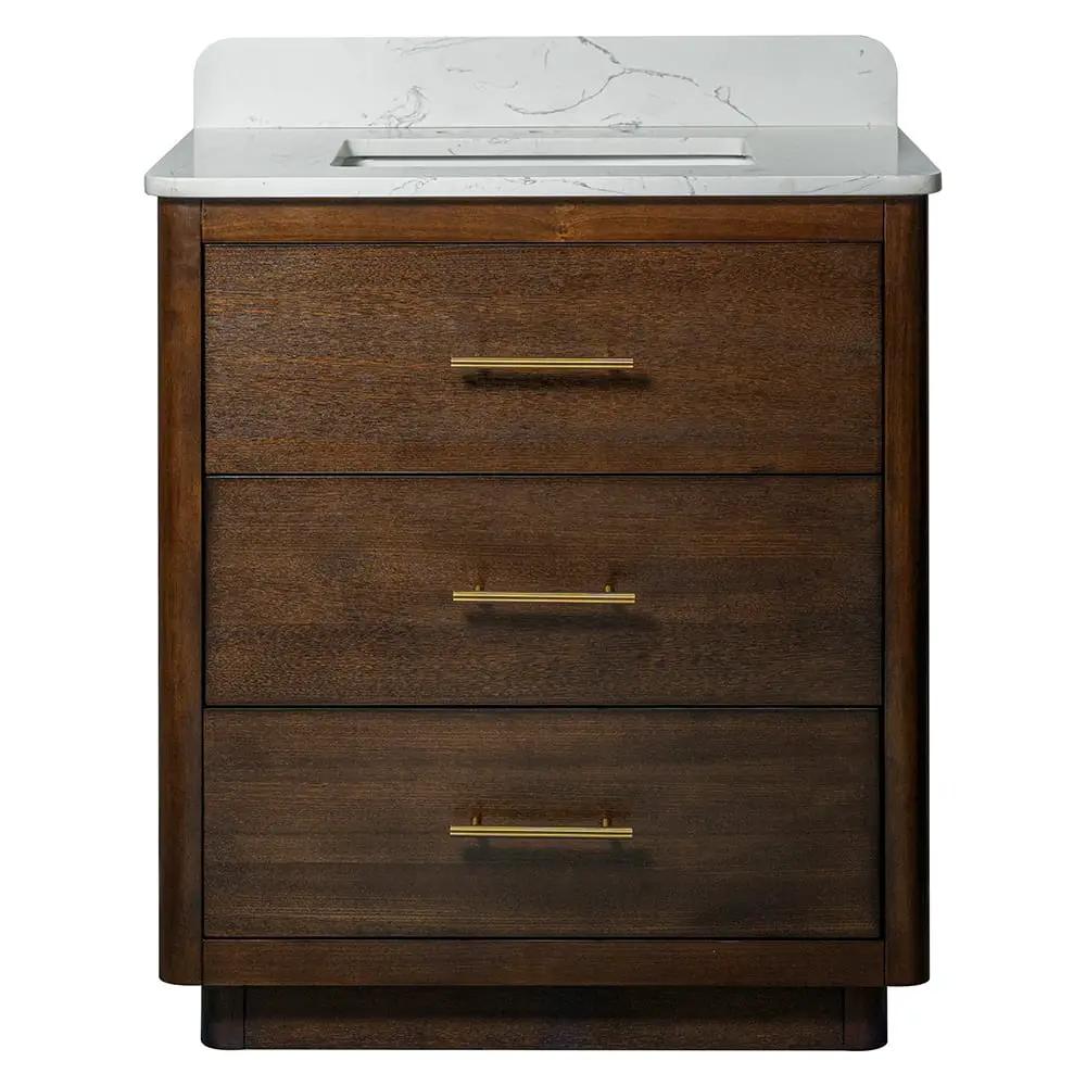 Carrara Contour Warm Walnut Bathroom Vanities 31x22 by Stonetiledepot