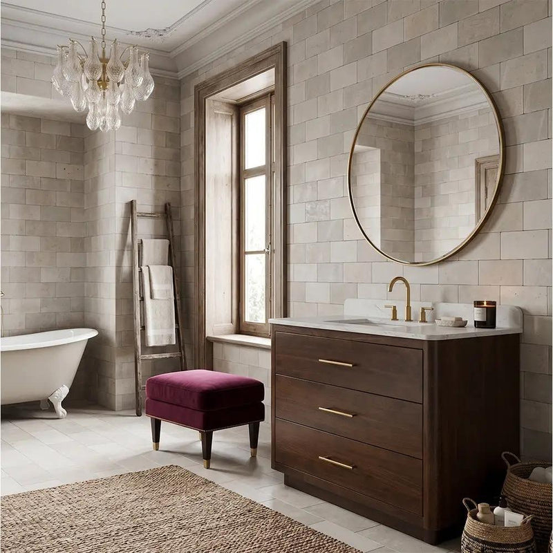 Carrara Contour Warm Walnut Bathroom Vanities 37x22 by Stonetiledepot