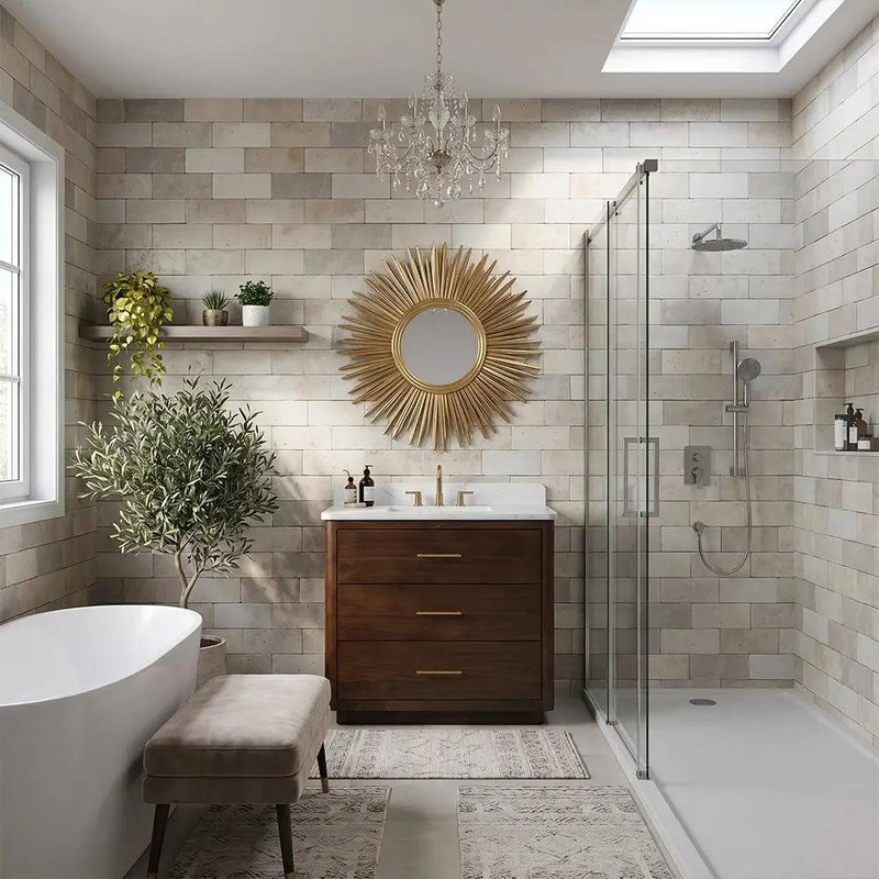 Carrara Contour Warm Walnut Bathroom Vanities 37x22 by Stonetiledepot