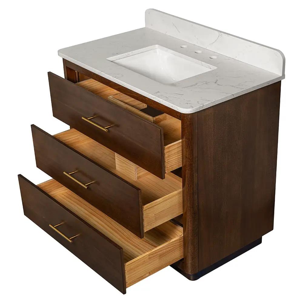Carrara Contour Warm Walnut Bathroom Vanities 37x22 by Stonetiledepot
