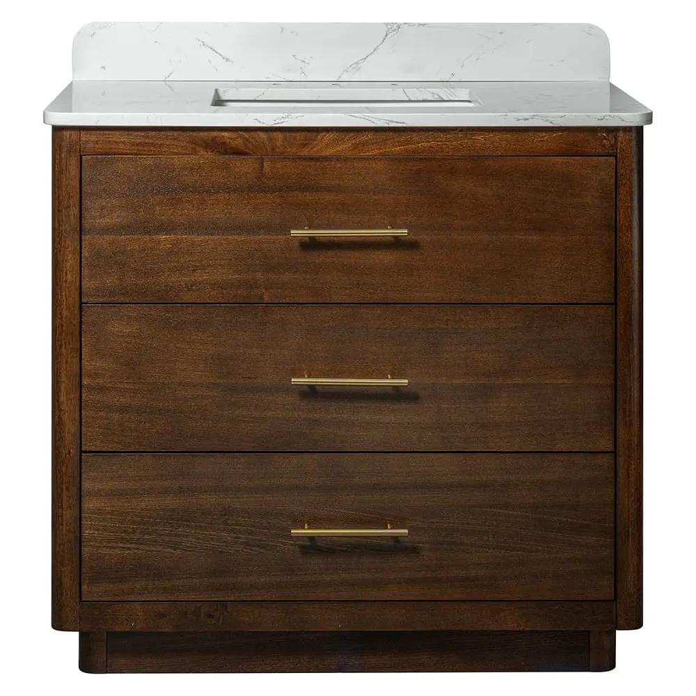 Carrara Contour Warm Walnut Bathroom Vanities 37x22 by Stonetiledepot