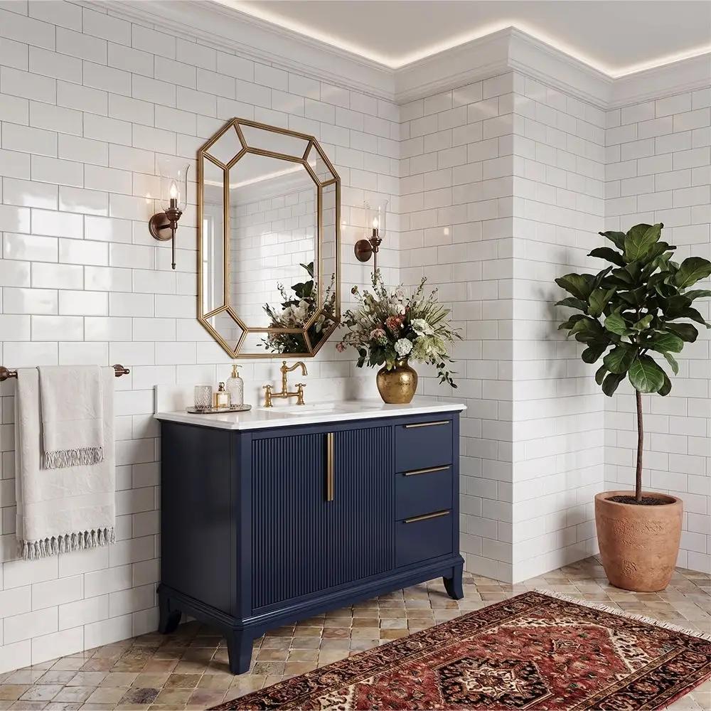 Carrara Grosvenor Nayv Blue Bathroom Vanities 37x22 by Stonetiledepot