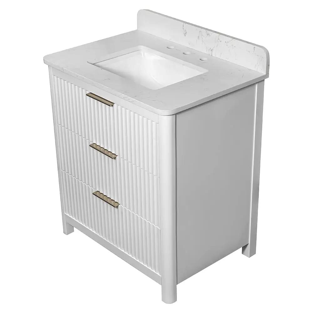 Carrara Gunningham White Bathroom Vanities 31x22 by Stonetiledepot