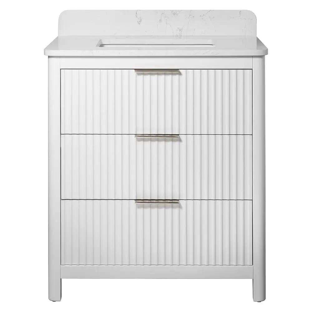Carrara Gunningham White Bathroom Vanities 31x22 by Stonetiledepot