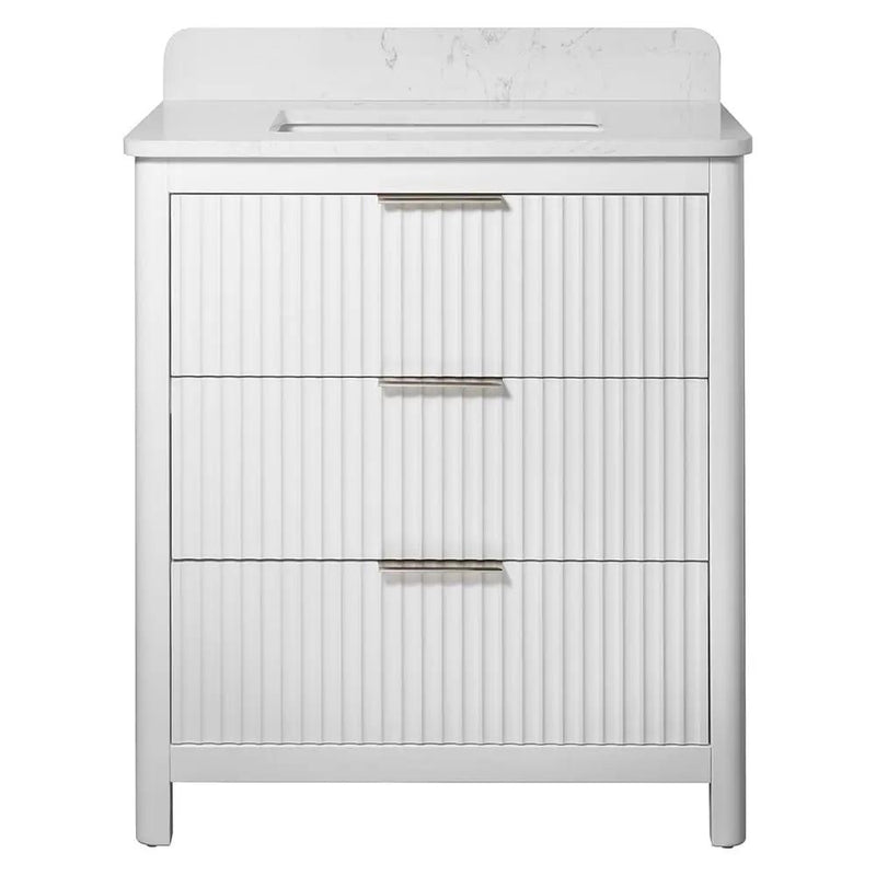Carrara Gunningham White Bathroom Vanities 31x22 by Stonetiledepot