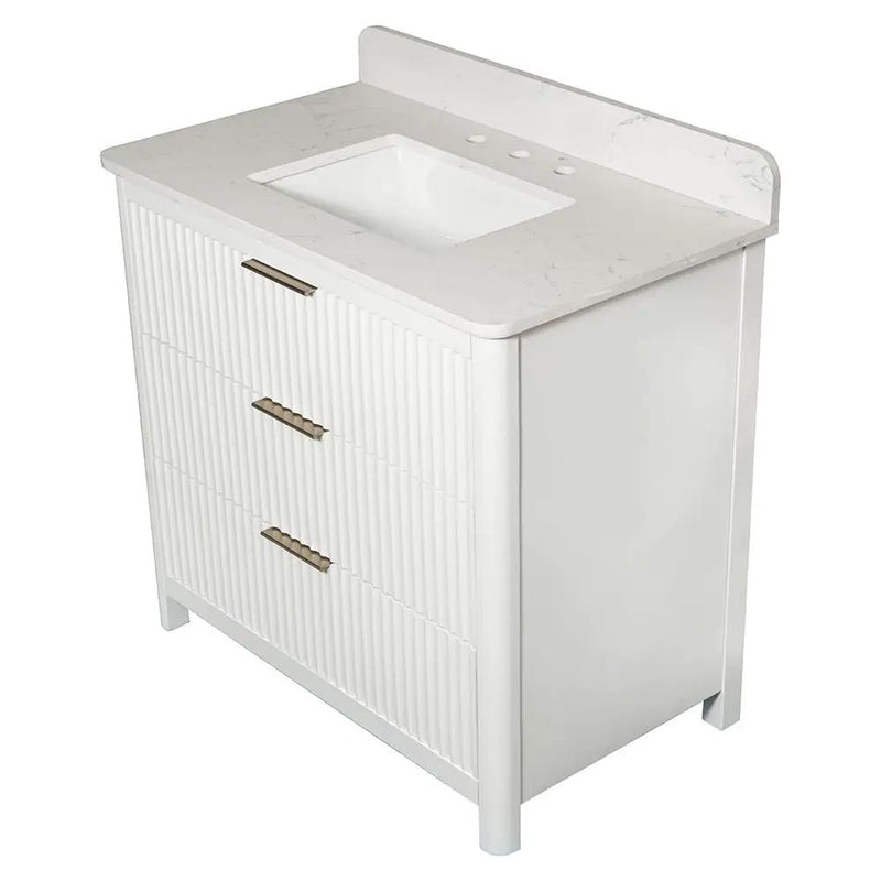 Carrara Gunningham White Bathroom Vanities 37x22 by Stonetiledepot