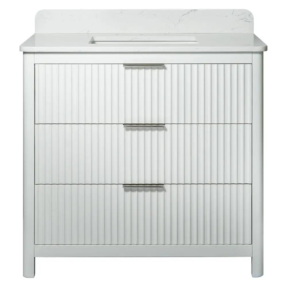 Carrara Gunningham White Bathroom Vanities 37x22 by Stonetiledepot