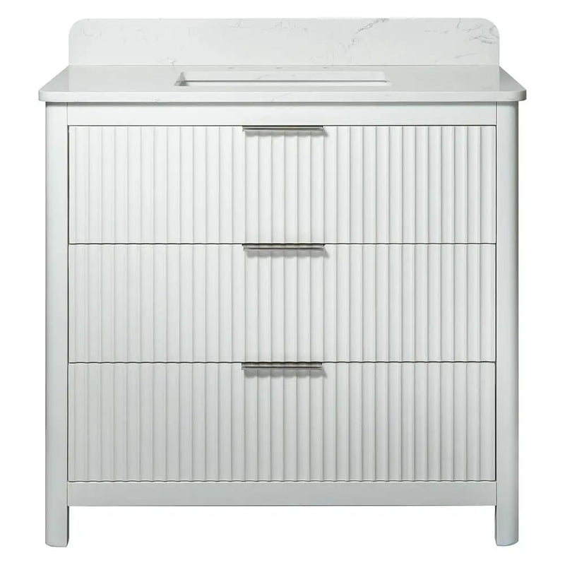 Carrara Gunningham White Bathroom Vanities 37x22 by Stonetiledepot