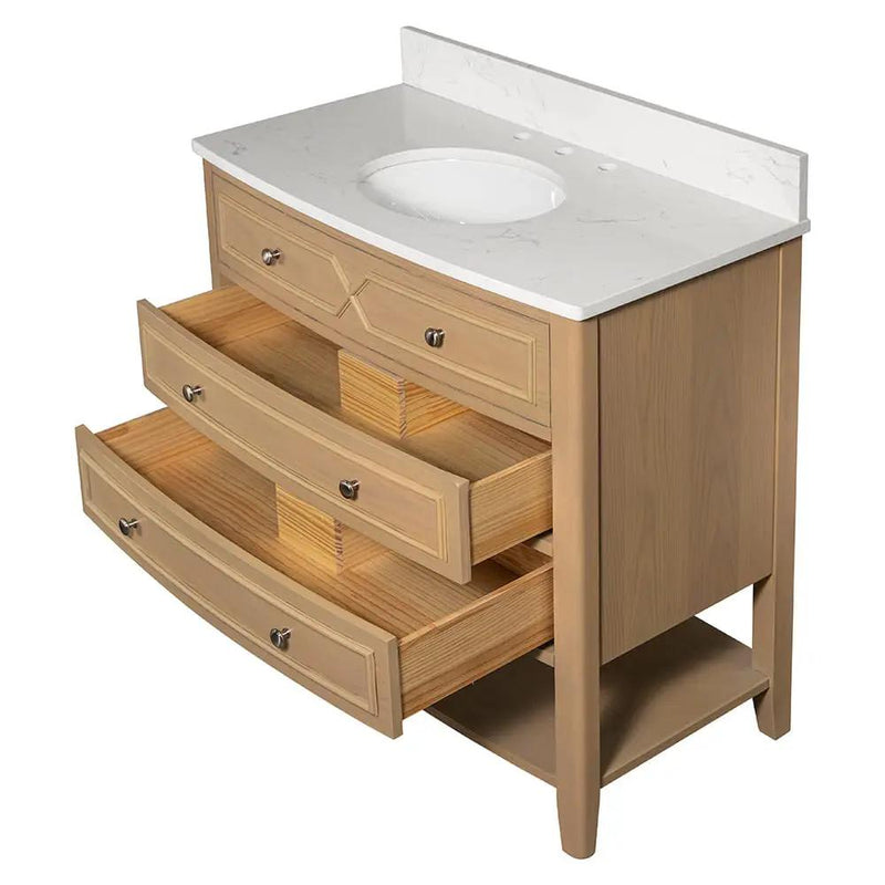 Carrara Halcyon Light Oak Bathroom Vanities 31x19 by Stonetiledepot