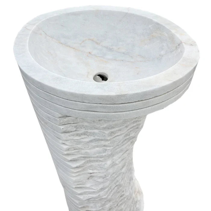 Carrara White Marble Designer Pedestal Stand-Alone Sink (W)16" (L)16" (H)36 by GobekDesign