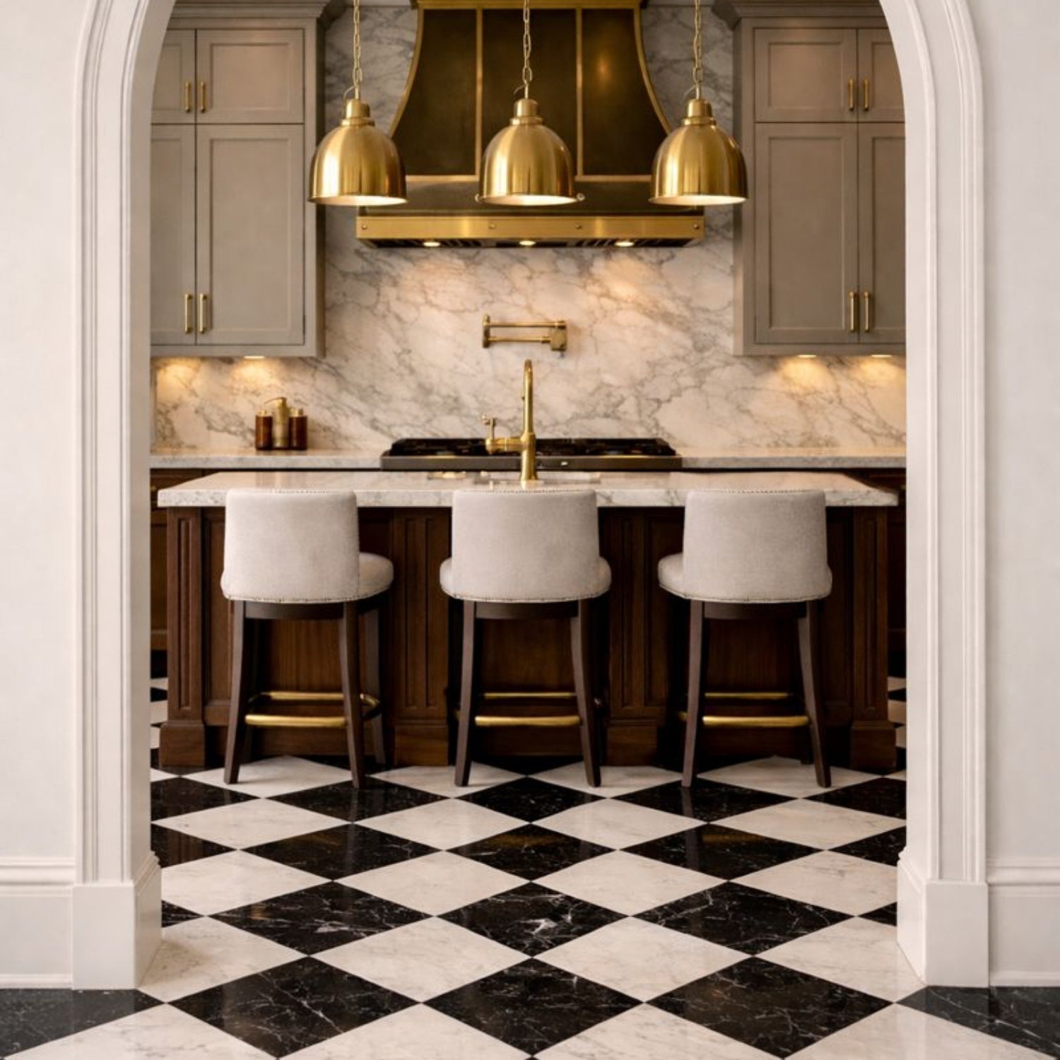 Black, Carrara T Polished Checkerboard Pattern Marble Tiles 12x12 Marble Polished 12x12 Tiles — 2