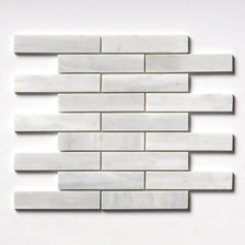 Carrara T Honed 1 1/4x6 Marble Mosaics 12x12