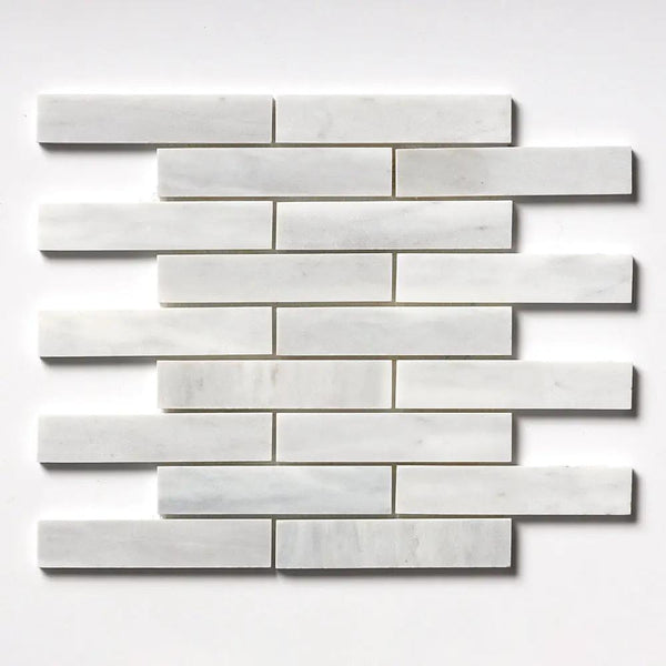 Carrara T Honed 1 1/4x6 Marble Mosaics 12x12