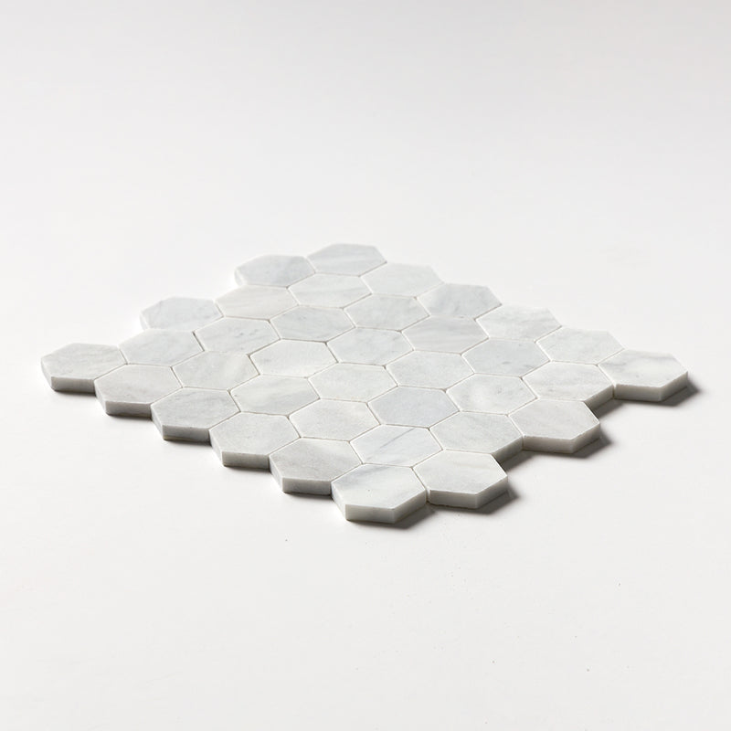 Carrara T Honed Hexagon Marble Mosaics 10 3/8x12 Marble Honed 12x12 Mosaics — 2