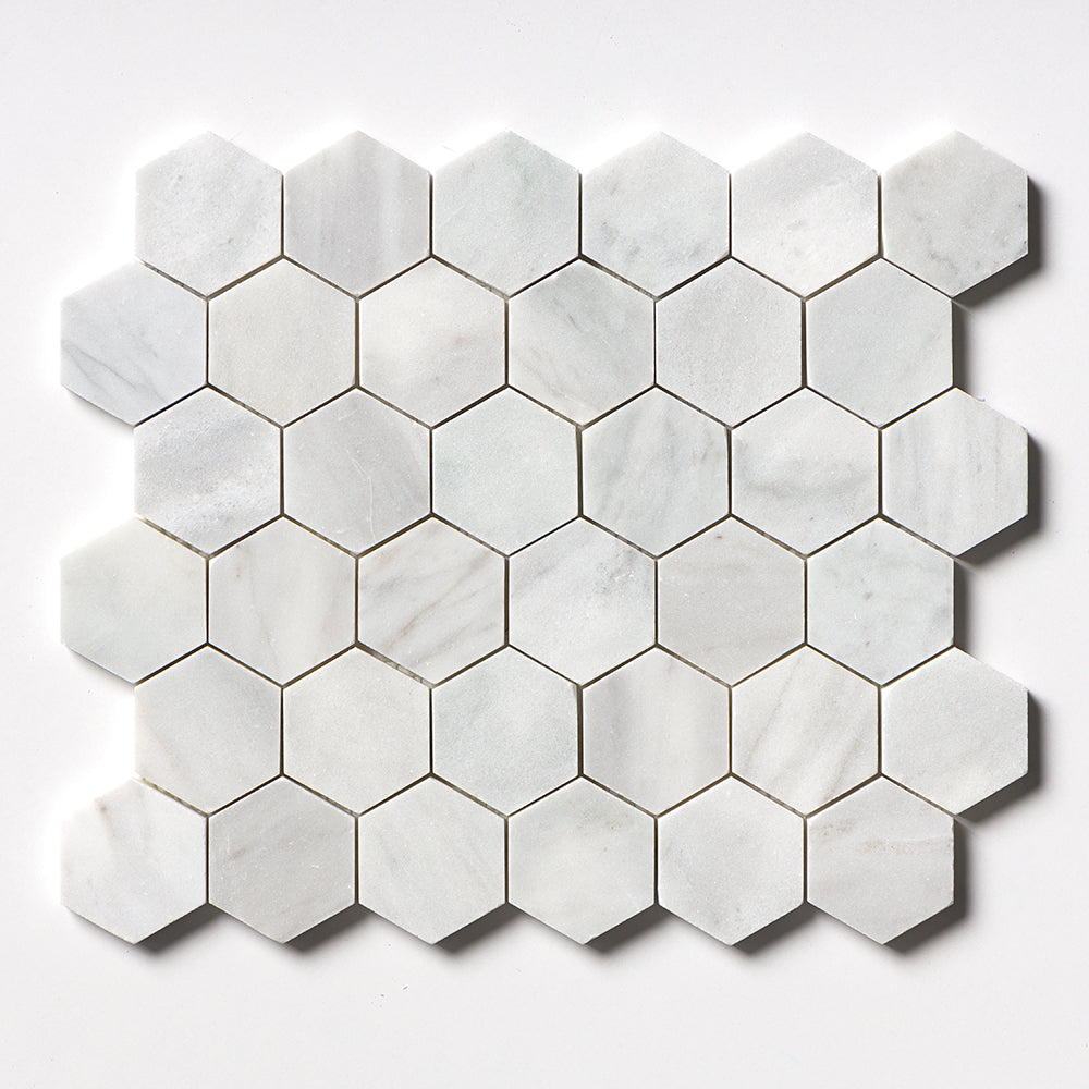Carrara T Honed Hexagon Marble Mosaics 10 3/8x12 Marble Honed 12x12 Mosaics