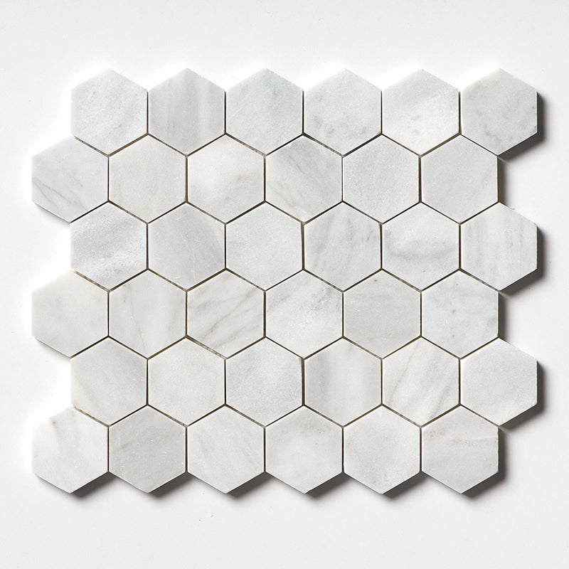 Carrara T Honed Hexagon Marble Mosaics 10 3/8x12 Marble Honed 12x12 Mosaics