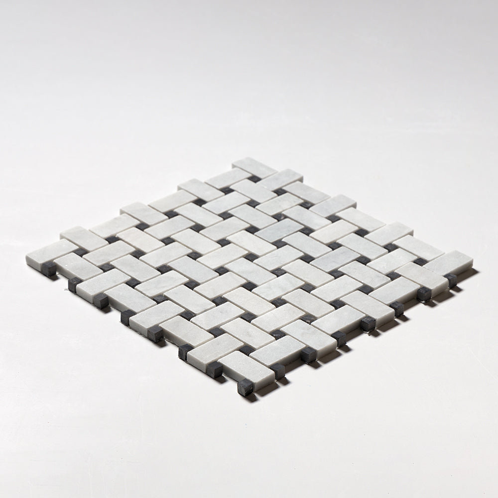 Carrara T Honed Basket Weave Marble Mosaics 12x12 Marble Honed 12x12 Mosaics — 2
