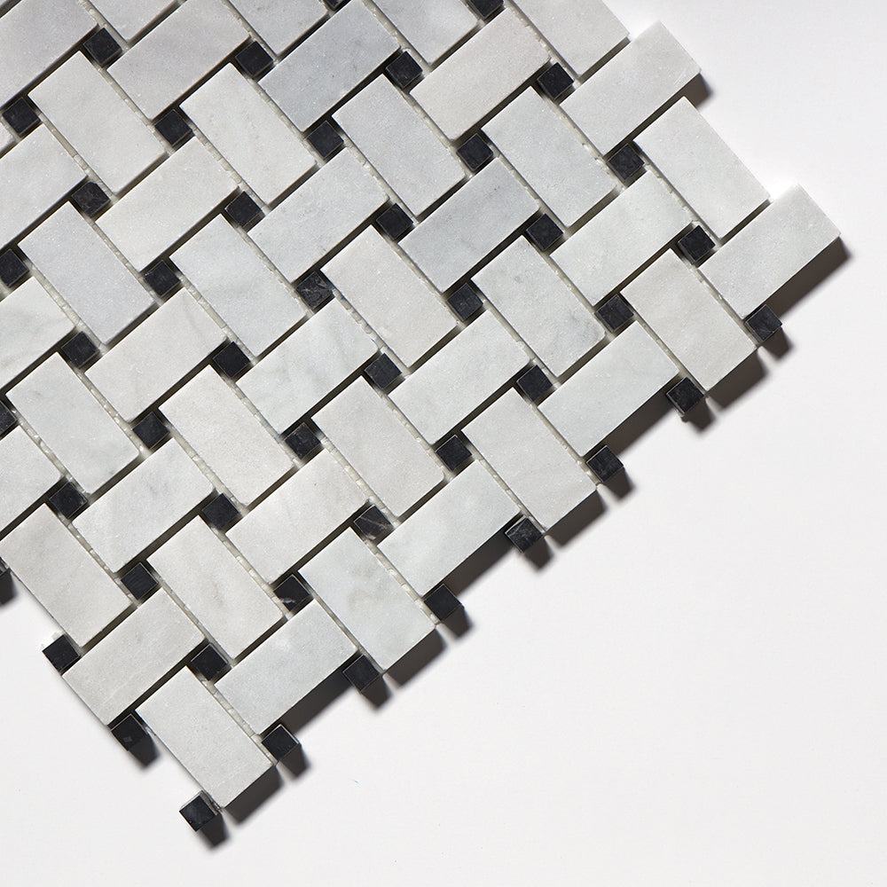 Carrara T Honed Basket Weave Marble Mosaics 12x12 Marble Honed 12x12 Mosaics — 3