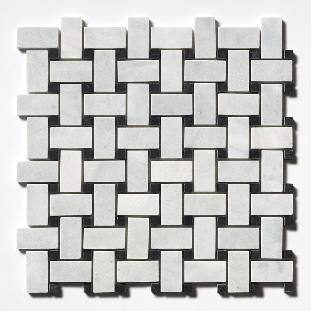 Carrara T Honed Basket Weave Marble Mosaics 12x12 Marble Honed 12x12 Mosaics