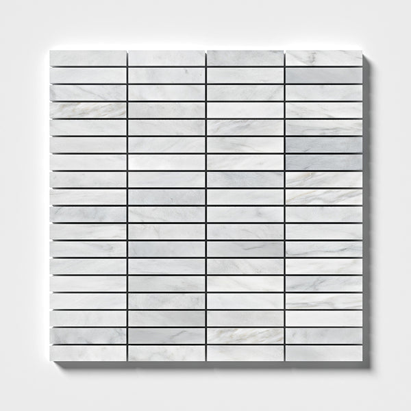 Carrara T Honed 5/8x3 Marble Mosaics 12x12