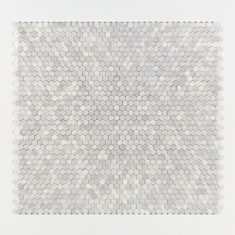 Carrara T Honed Hexagon 1x1 Marble Mosaics 11 1/2x12 1/4 Marble Honed 12x12 Mosaics — 1