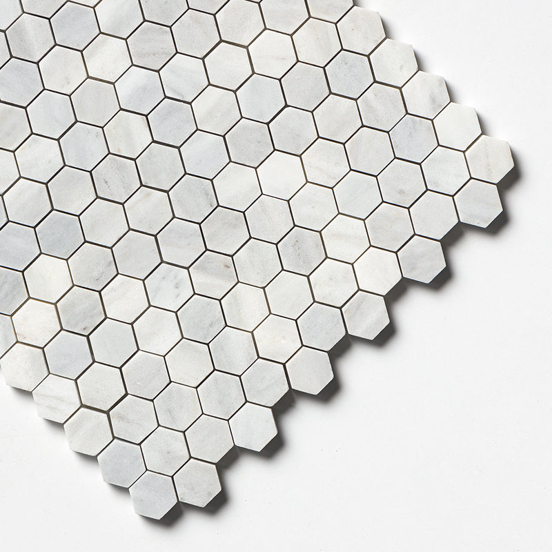 Carrara T Honed Hexagon 1x1 Marble Mosaics 11 1/2x12 1/4 Marble Honed 12x12 Mosaics — 3