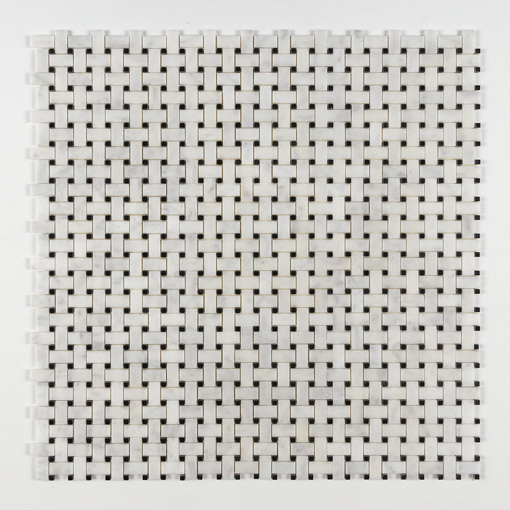Carrara T Polished Basket Weave Marble Mosaics 12x12 Marble Polished 12x12 Mosaics — 1