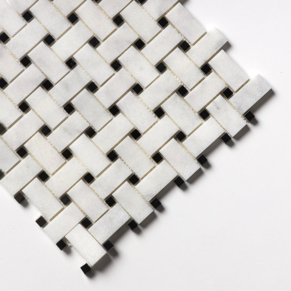 Carrara T Polished Basket Weave Marble Mosaics 12x12 Marble Polished 12x12 Mosaics — 3