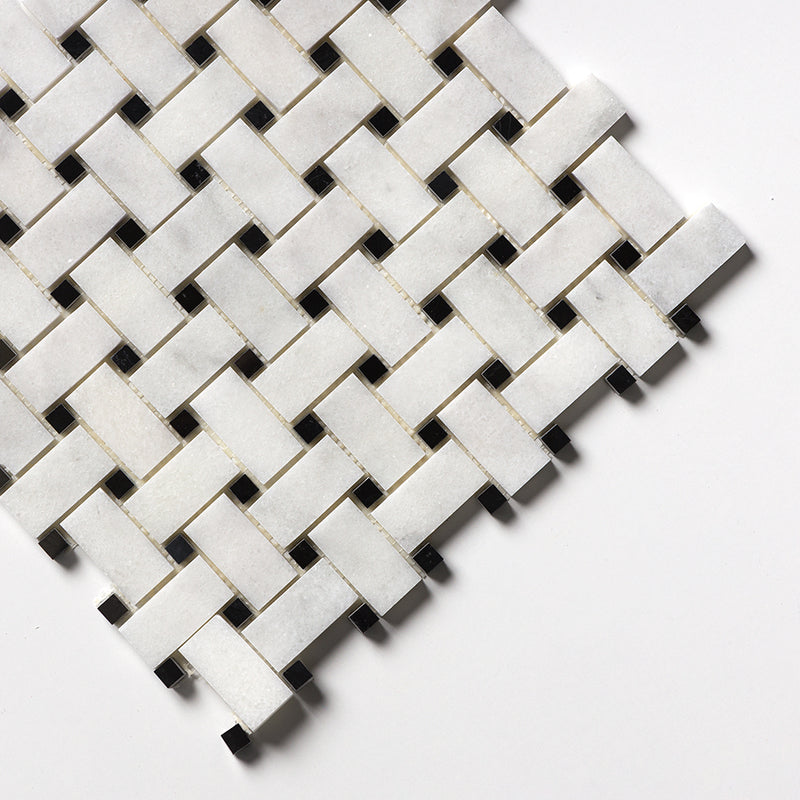 Carrara T Polished Basket Weave Marble Mosaics 12x12 Marble Polished 12x12 Mosaics — 3