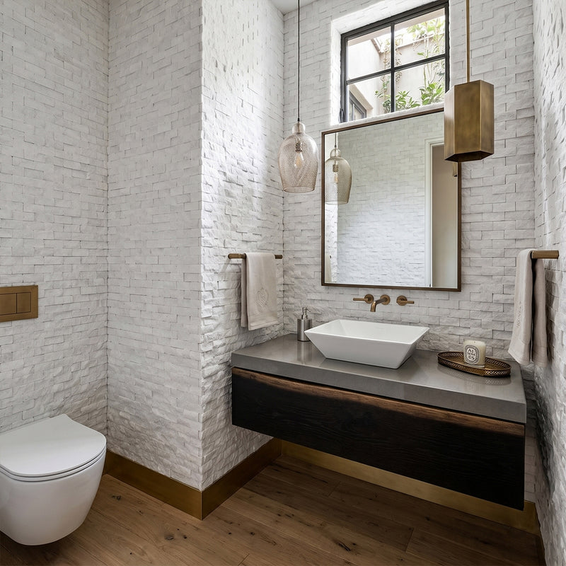 Carrara T Rock Face 1x2 Marble Mosaics 12 5/8x12 5/8 Marble Rock Face 12x12 Mosaics — 2