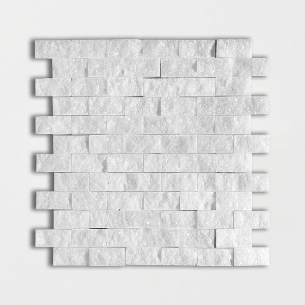 Carrara T Rock Face 1x2 Marble Mosaics 12 5/8x12 5/8
