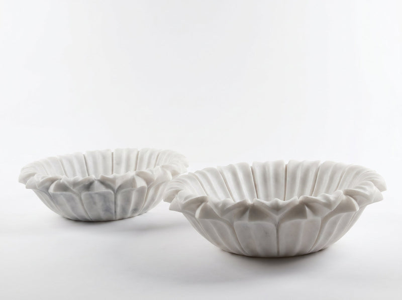 Carrara White Marble Flower Shape Polished Sink (D)18" (H)6"