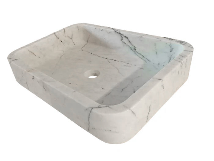 Carrara White Marble Above Vanity Bathroom Sink (W)16" (L)24" (H)5" by GobekDesign
