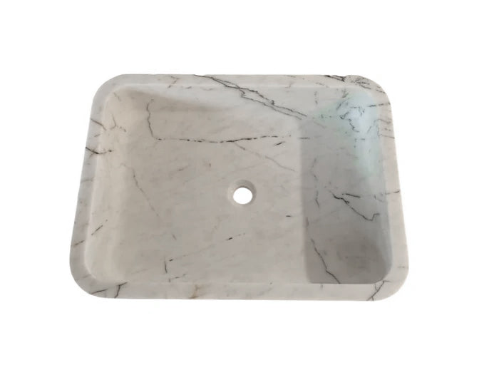 Carrara White Marble Above Vanity Bathroom Sink (W)16" (L)24" (H)5" by GobekDesign