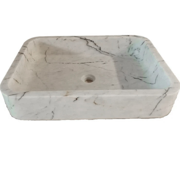 Carrara White Marble Above Vanity Bathroom Sink (W)16" (L)24" (H)5" by GobekDesign
