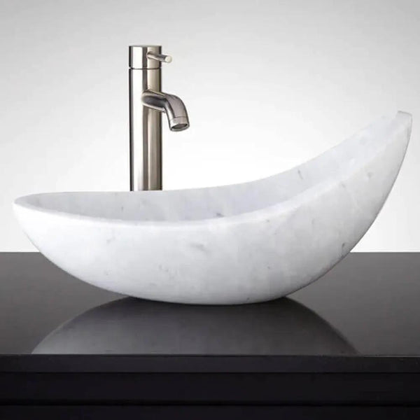 Turkish Marble Handcrafted Asymmetric Vessel Sink Polished 14x22