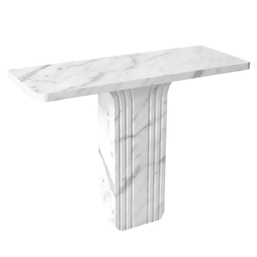 Carrara White Marble Designer Console Table Polished Handcrafted 15W x 40L x 32H by GobekDesign