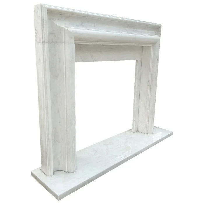 Carrara White Marble Hand-carved Fireplace Polished (W)14" (L)67" (H)69" by GobekDesign