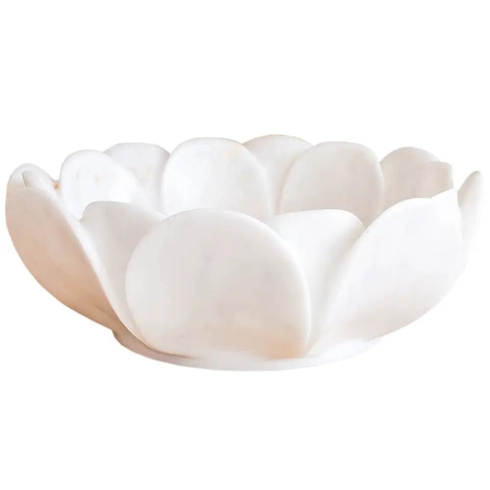 Carrara White Marble Flower Shaped Polished Vessel Sink - 17in by GobekDesign