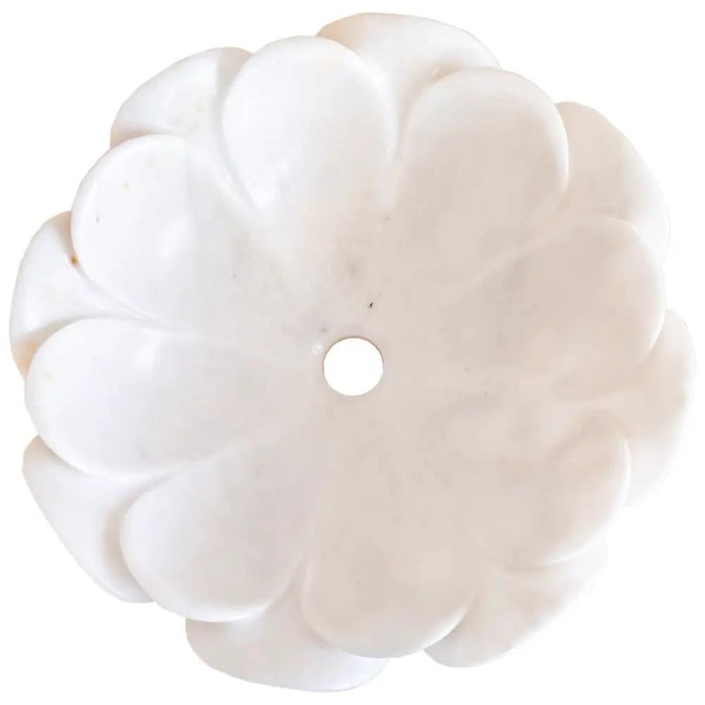 Carrara White Marble Flower Shaped Polished Vessel Sink - 17in by GobekDesign