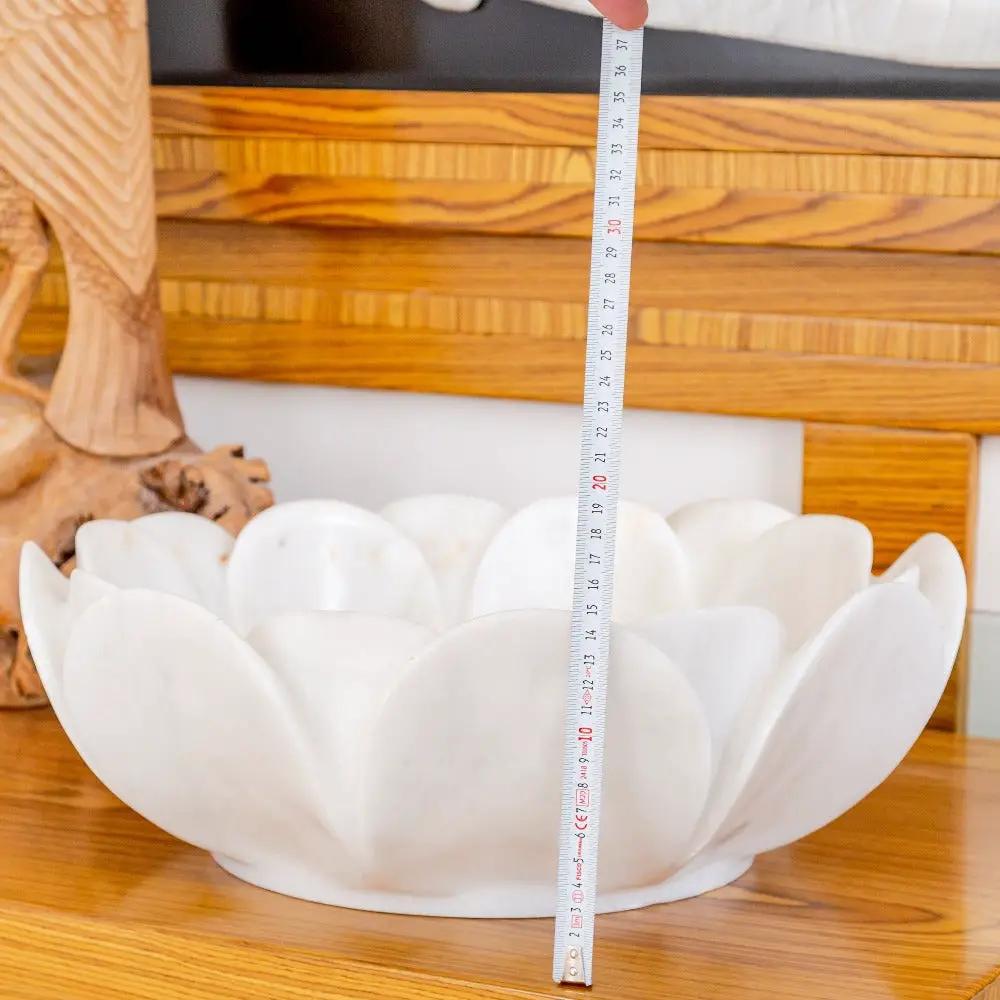 Carrara White Marble Flower Shaped Polished Vessel Sink - 17in by GobekDesign