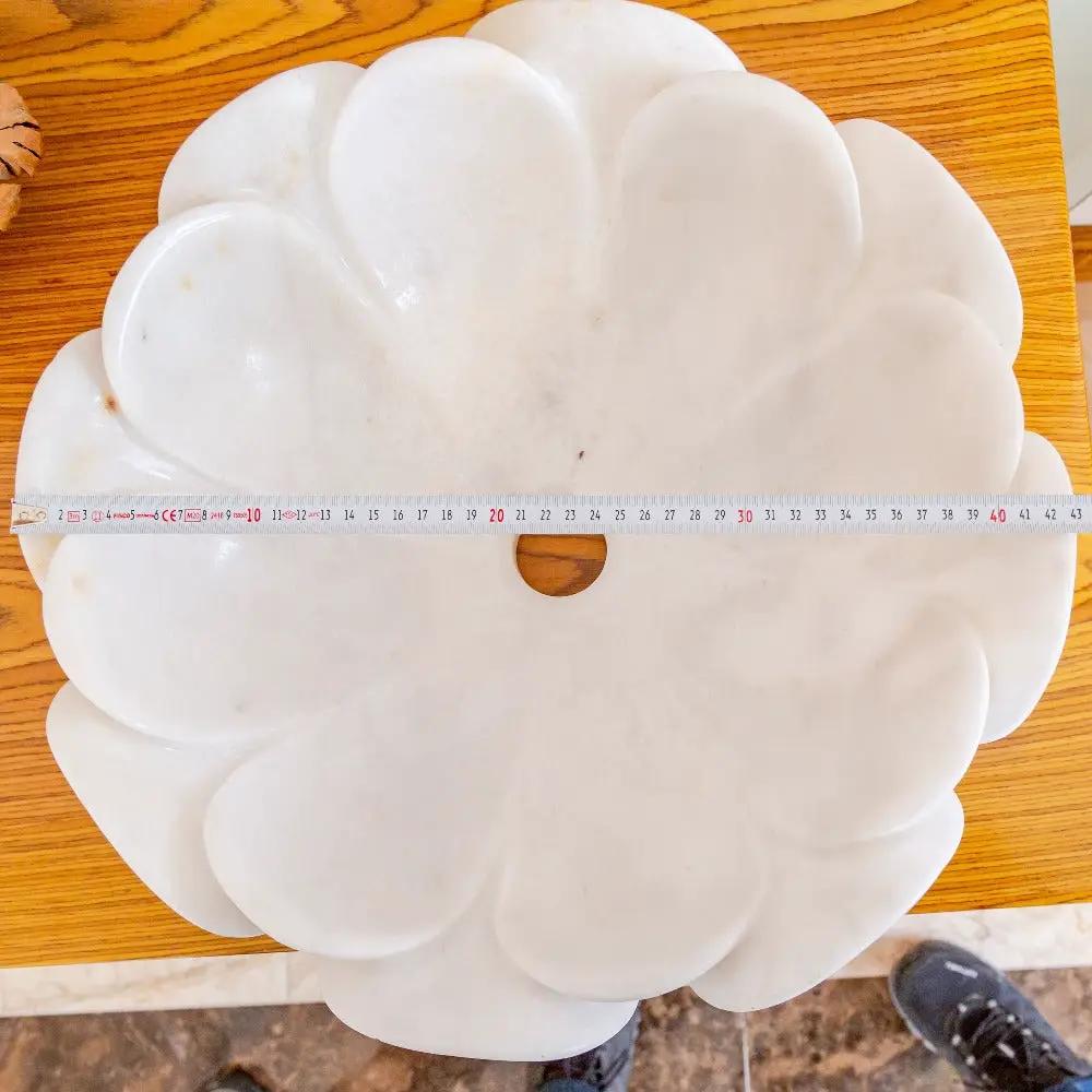 Carrara White Marble Flower Shaped Polished Vessel Sink - 17in by GobekDesign