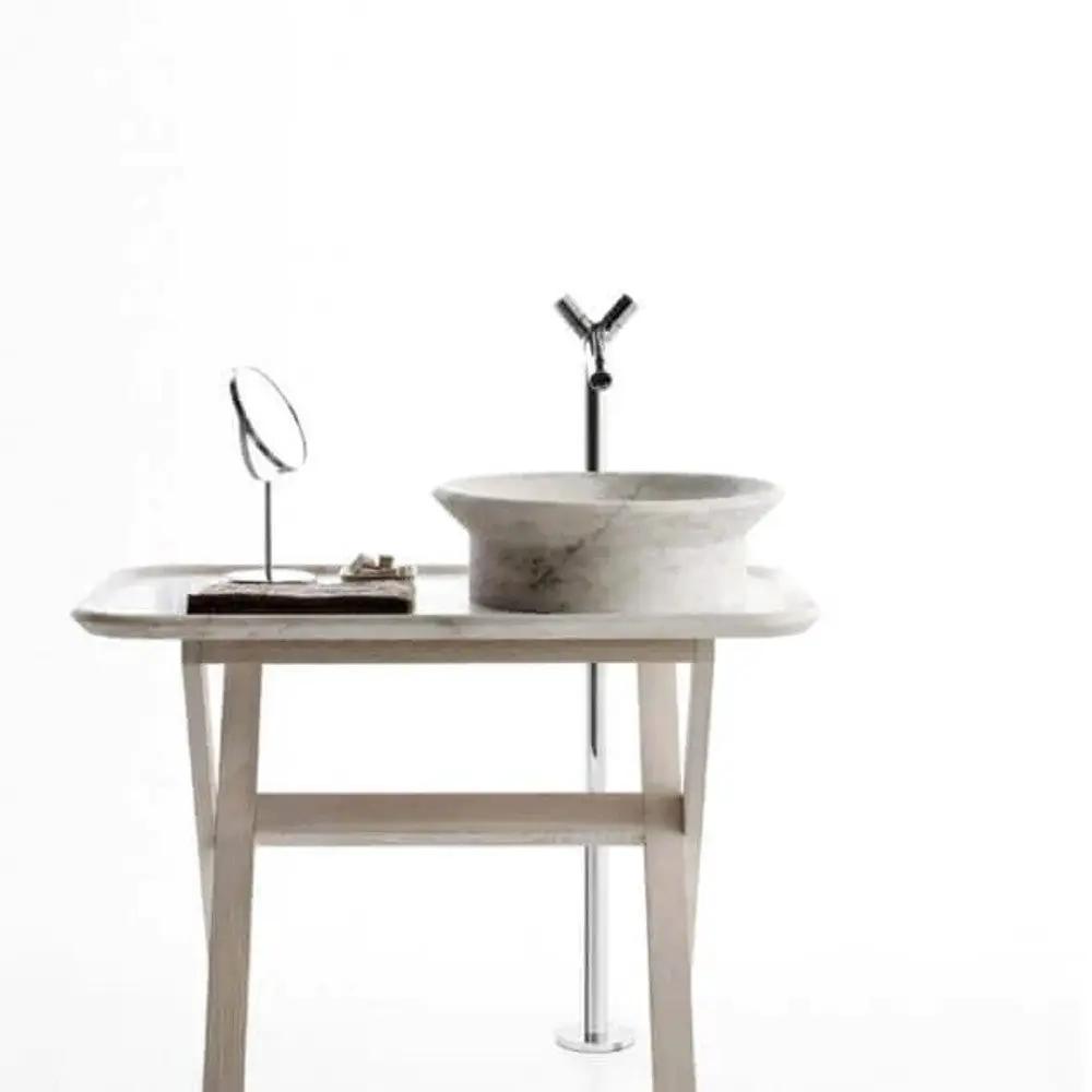 White Black Veined Natural Marble Vessel Sink - Polished 20 Inch by GobekDesign