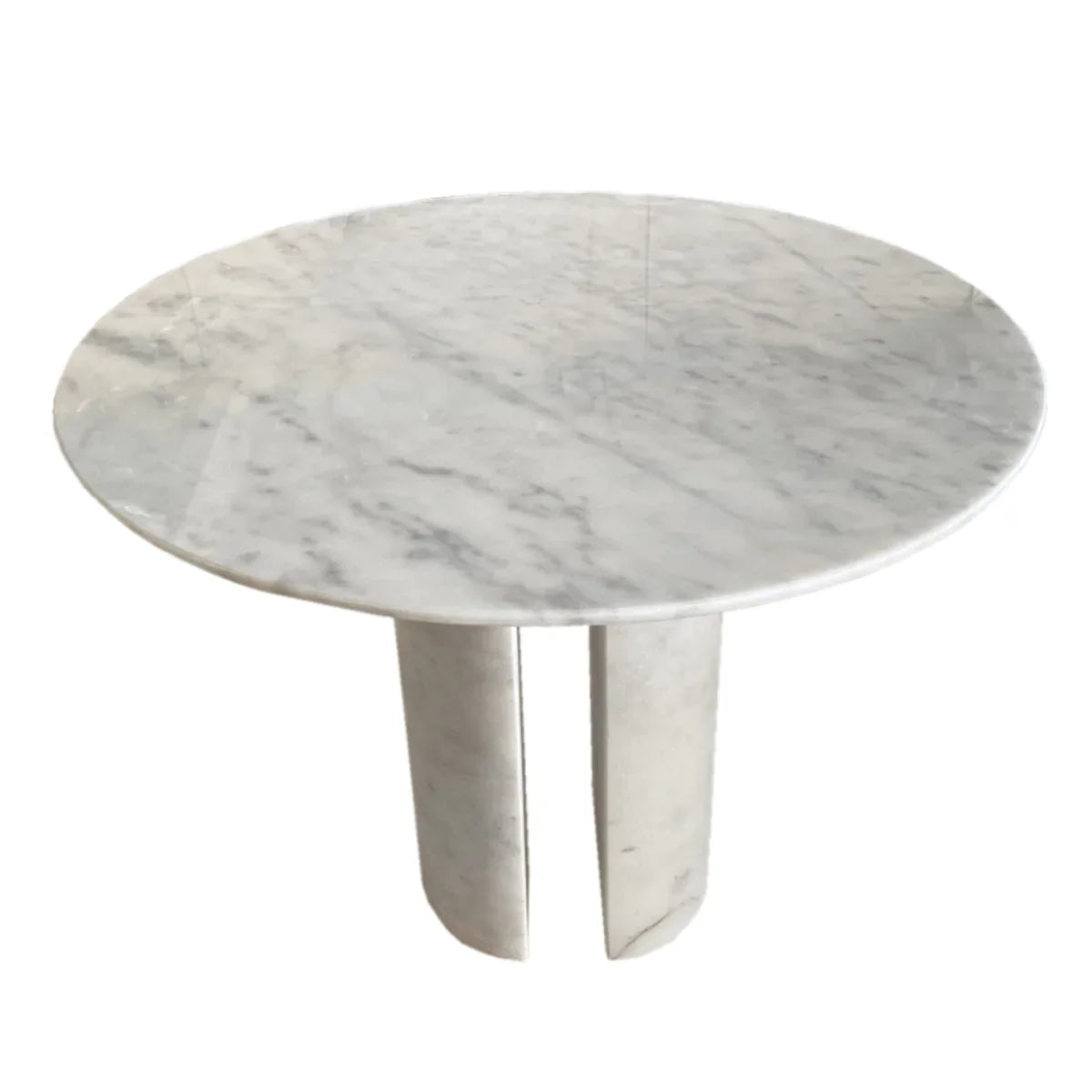 Carrara White Marble Round Dining Table with Round Marble Legs (D)48" (H)36" by GobekDesign