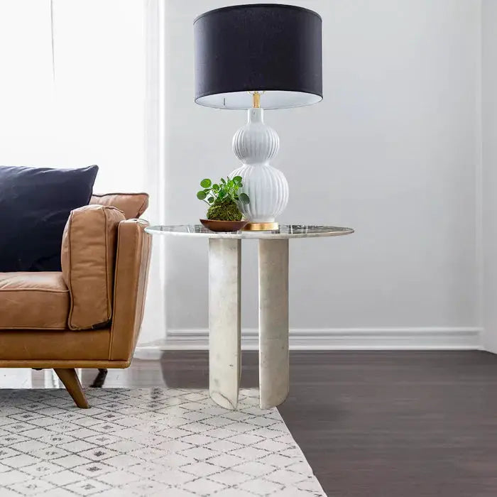 Carrara White Marble End Table with Marble Legs Polished 18x22 by GobekDesign