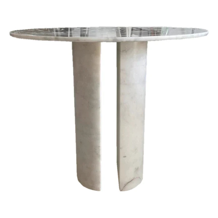 Carrara White Marble End/Side Table with Marble Legs Polished (D)18" (H)22" by GobekDesign