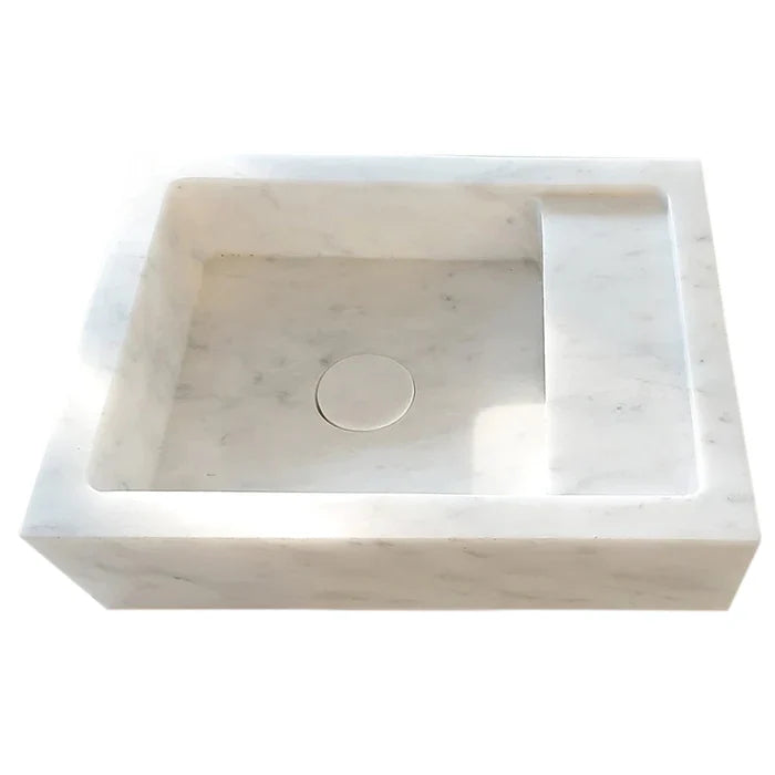 Carrara White Marble Wall-mount Bathroom Sink (W)14" (L)18" (H)5" by GobekDesign