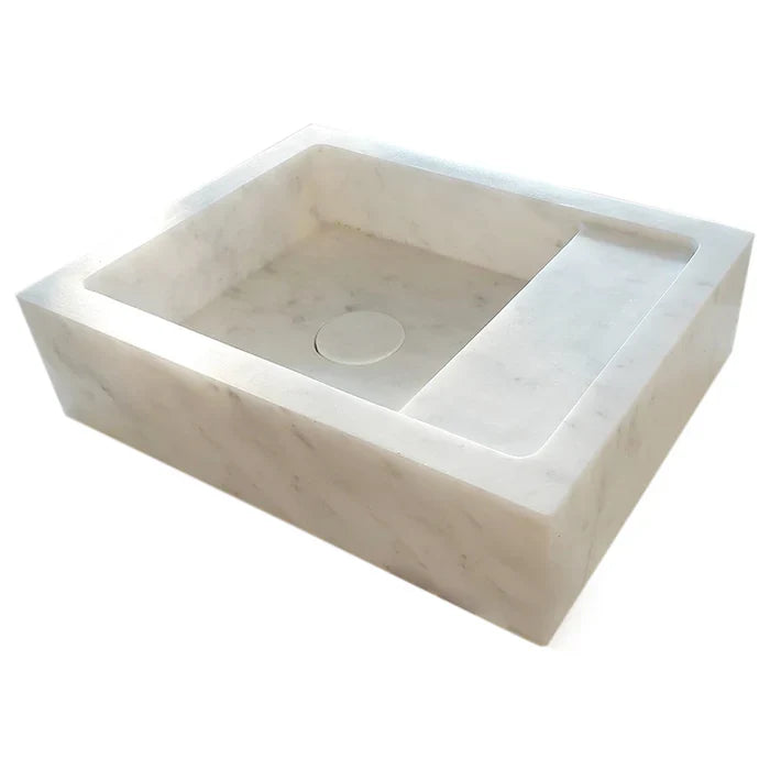 Carrara White Marble Wall-mount Bathroom Sink (W)14" (L)18" (H)5" by GobekDesign